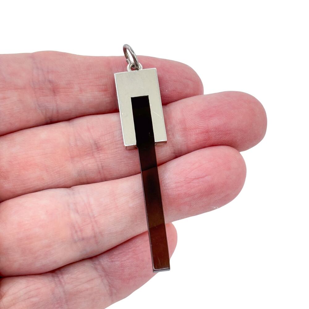 Vintage Mexico Taxco Tego Sterling Silver 925 Smoky Lucite Geometric Pendant